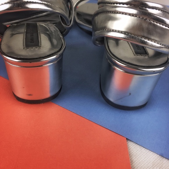 Silver Block Heel Sandals - Zara - Picture 3 of 7